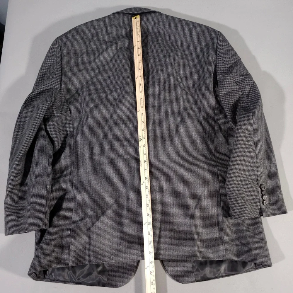 Lauren Ralph Lauren Blazer Mens 48R Grey Wool Micro Houndstooth Sport Coat